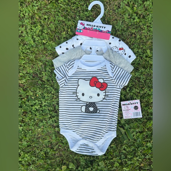 Hello Kitty Baby Girl 3 Pack Bodysuits 0-3M - Picture 1 of 4